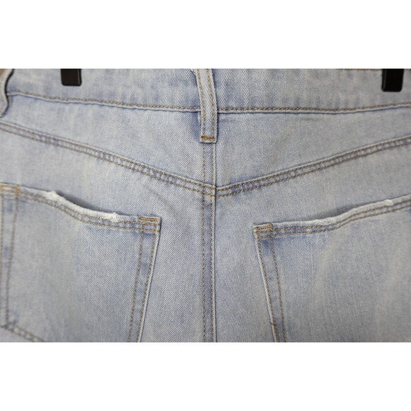 Forever 21 Women's Distressed Straight Leg Button Up Blue Denim Jeans Size 29 - Picture 11 of 13